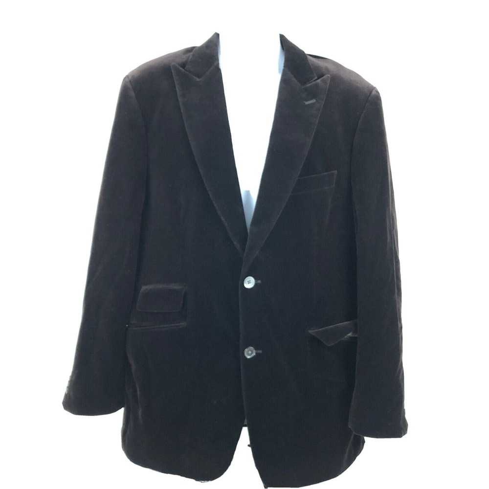 Ibiza Gibraltar Men's Brown Velvet‎ Blazer Jacket 2 Button Coat Size 44 Long